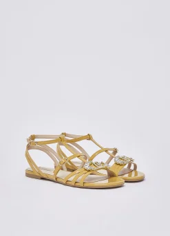 Sandali in vernice con logo gioiello