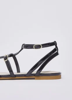 Sandali in vernice con logo gioiello