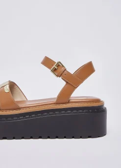 Sandali platform in pelle