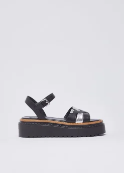 Sandali platform in pelle