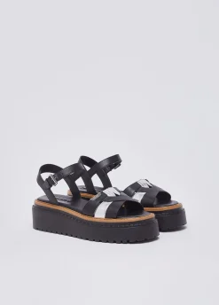Sandali platform in pelle