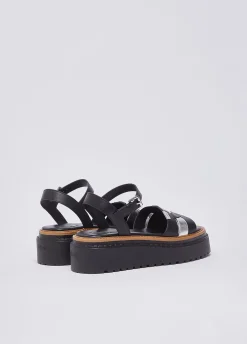 Sandali platform in pelle