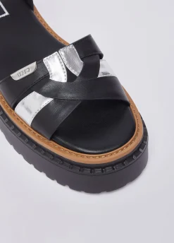 Sandali platform in pelle