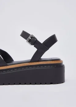 Sandali platform in pelle