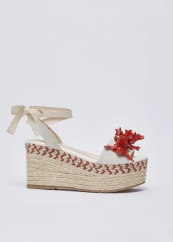 Sandali zeppa con corallo