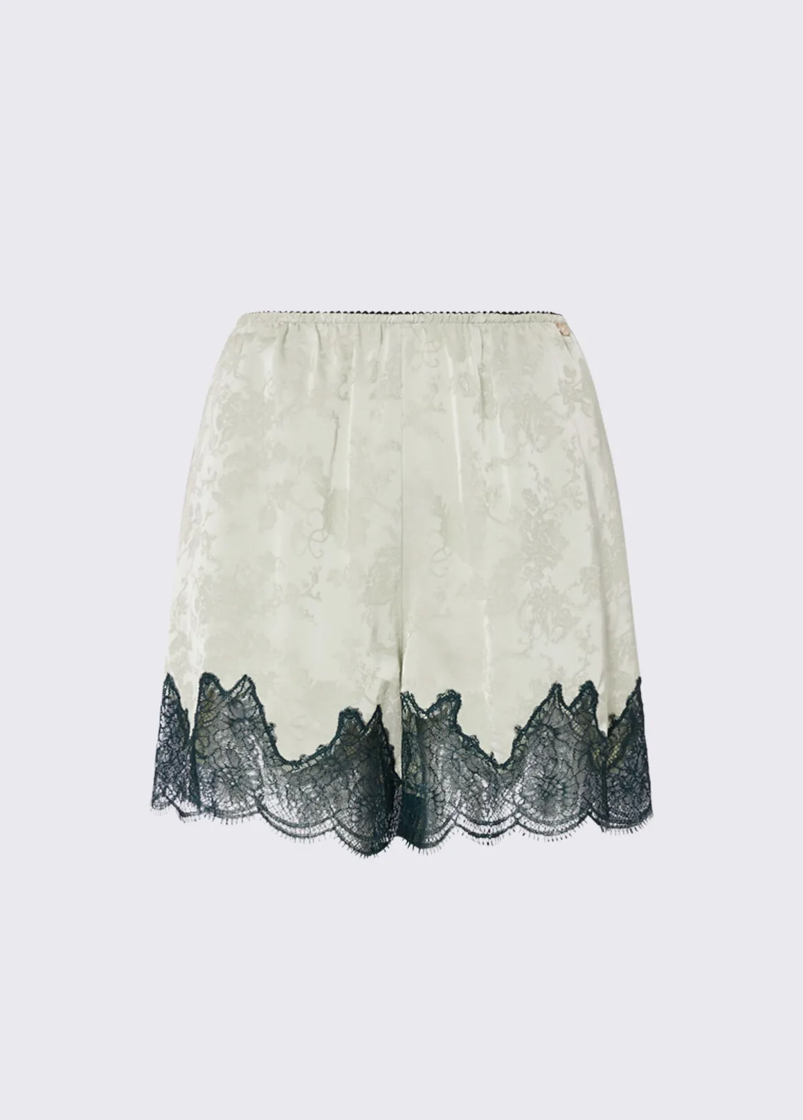 Short jacquard con dettagli in pizzo
