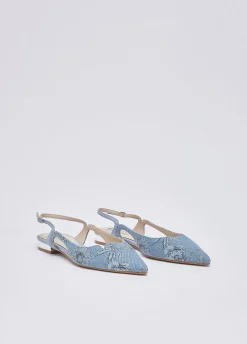 Slingback in denim stampato