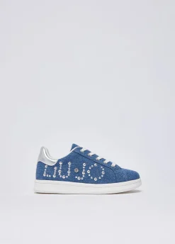 Sneakers in denim con borchie