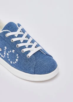 Sneakers in denim con borchie