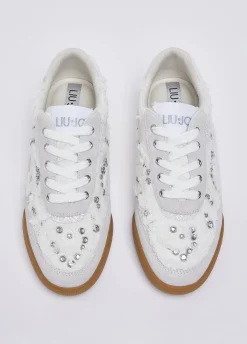 Sneakers in denim con pietre gioiello