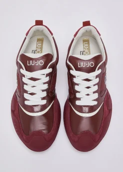 Sneakers in nylon e vernice