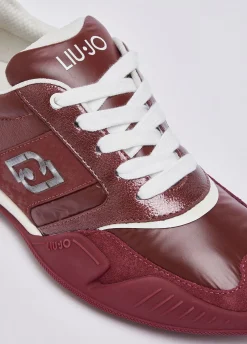 Sneakers in nylon e vernice