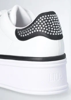 Sneakers in pelle con strass