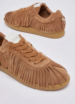 Sneakers in suede con frange