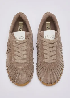 Sneakers in suede con frange