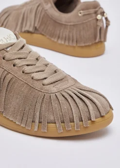 Sneakers in suede con frange