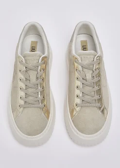 Sneakers in suede con maxi logo
