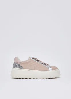 Sneakers in suede con maxi logo