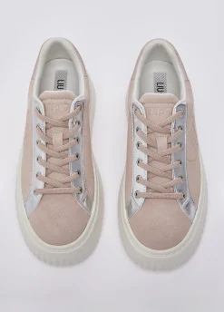 Sneakers in suede con maxi logo