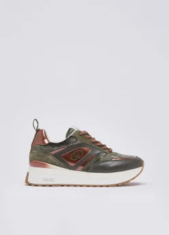 Sneakers platform effetto velluto