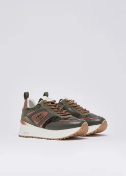Sneakers platform effetto velluto