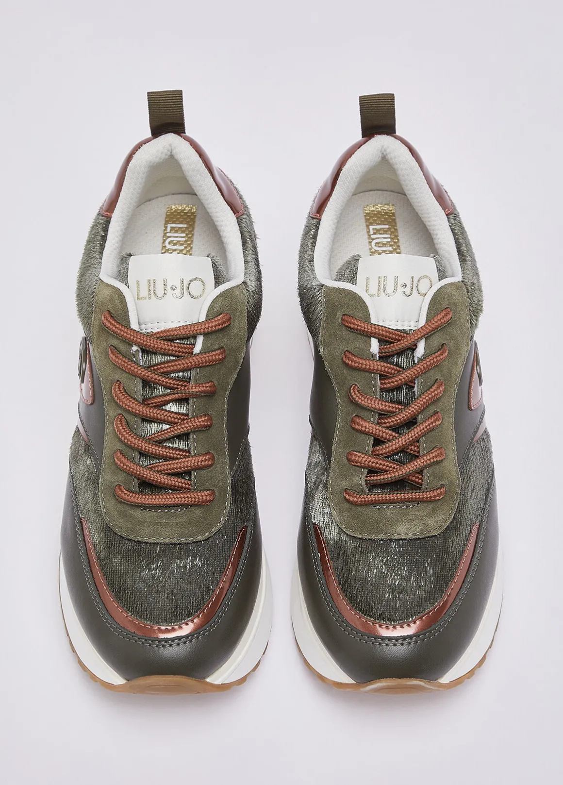 Sneakers platform effetto velluto