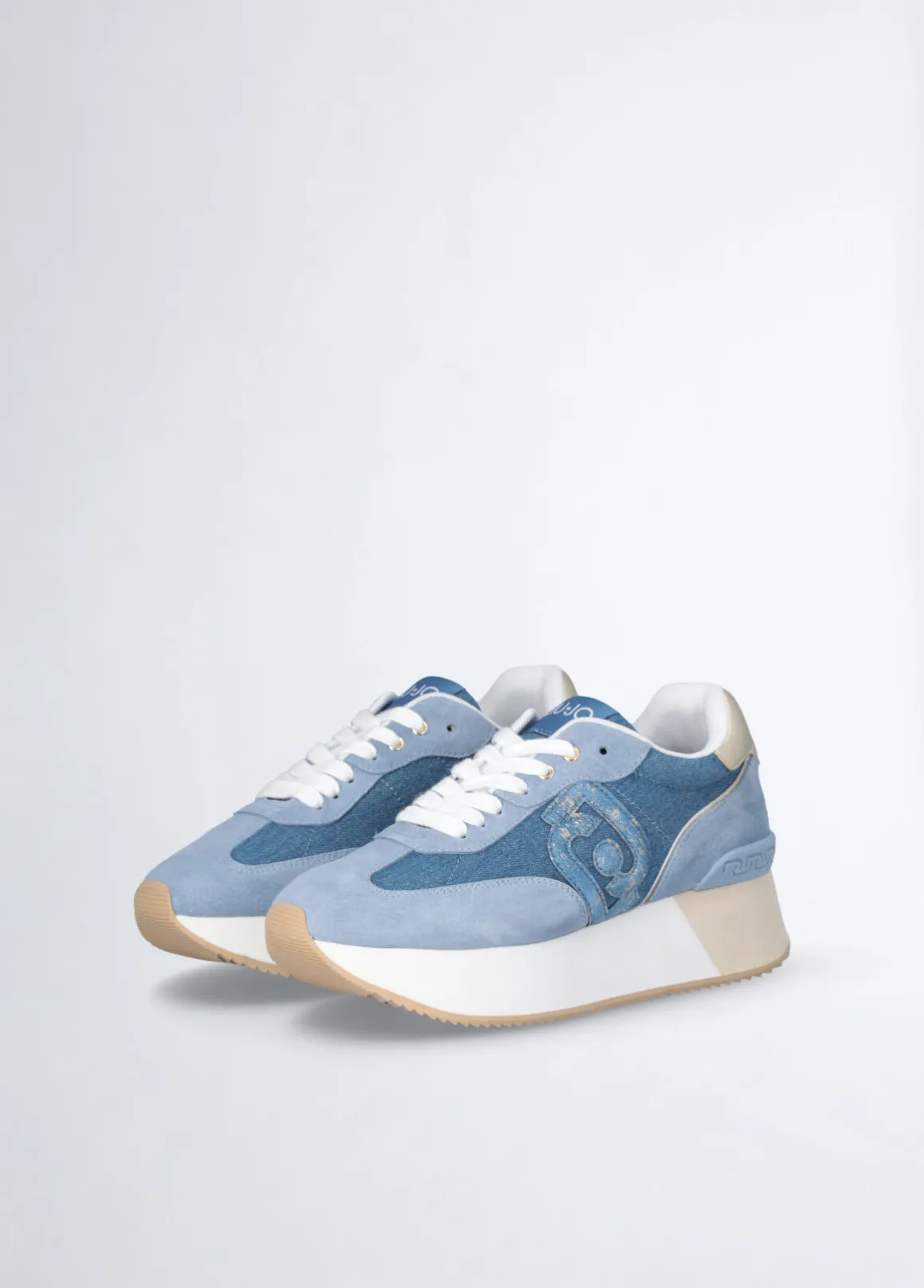 Sneakers platform in denim