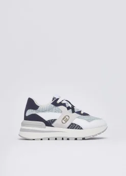 Sneakers platform in denim jacquard