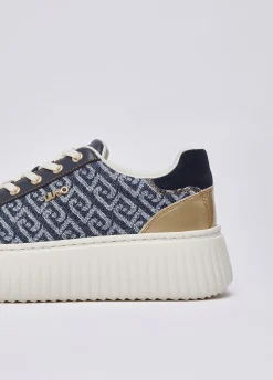 Sneakers platform in denim monogram