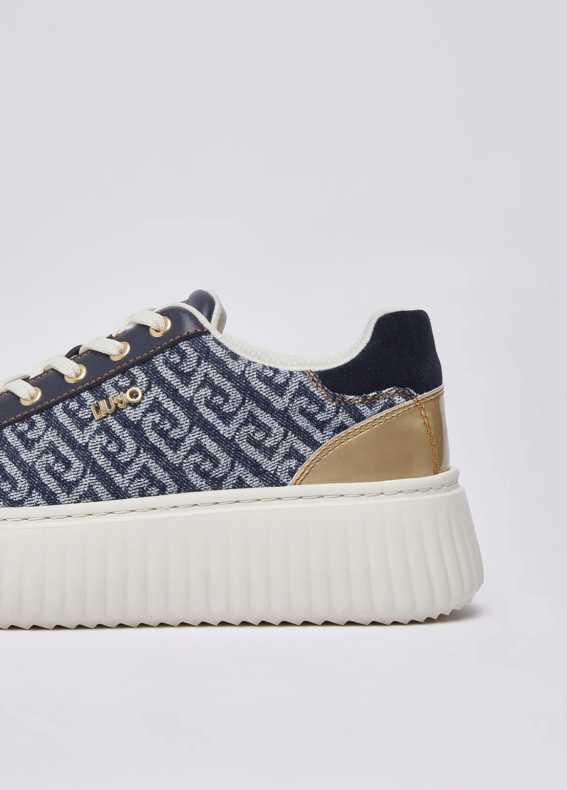 Sneakers platform in denim monogram