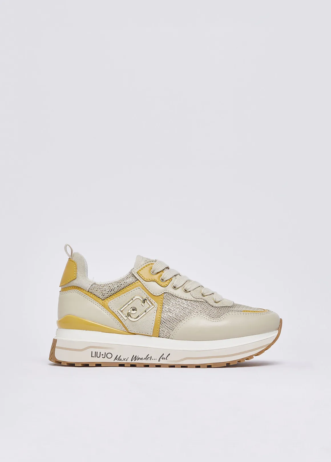 Sneakers platform in mesh con paillettes