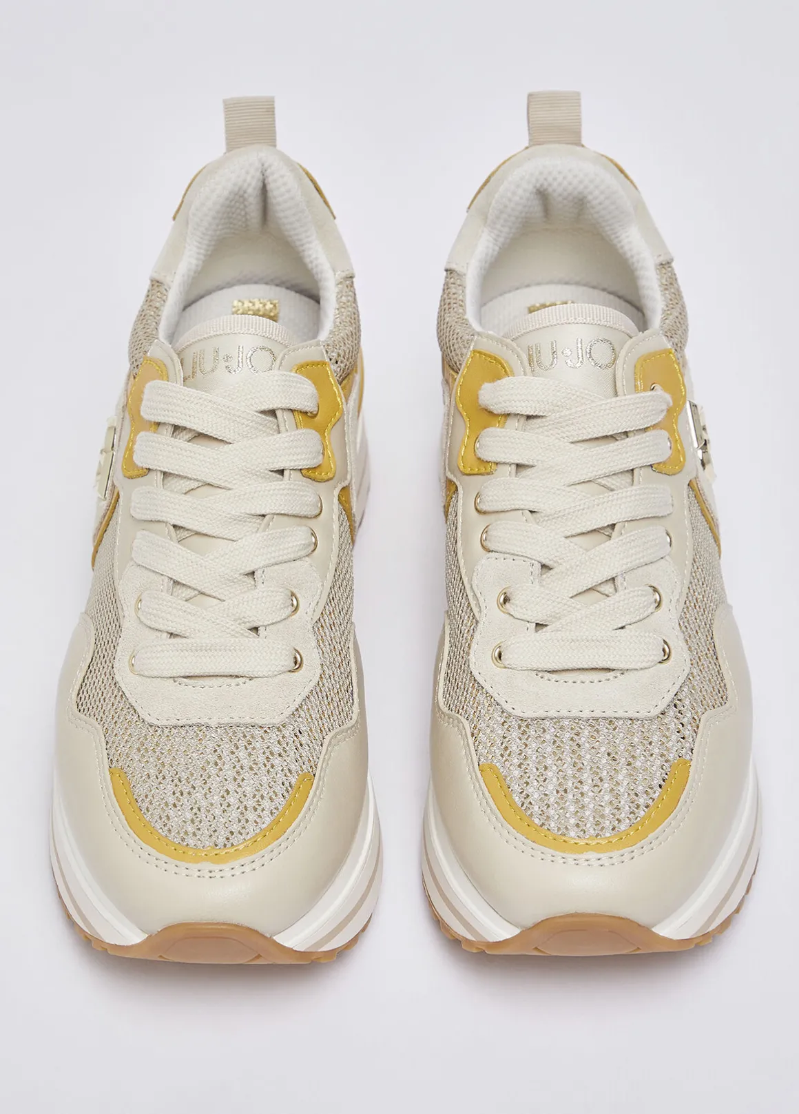 Sneakers platform in mesh con paillettes