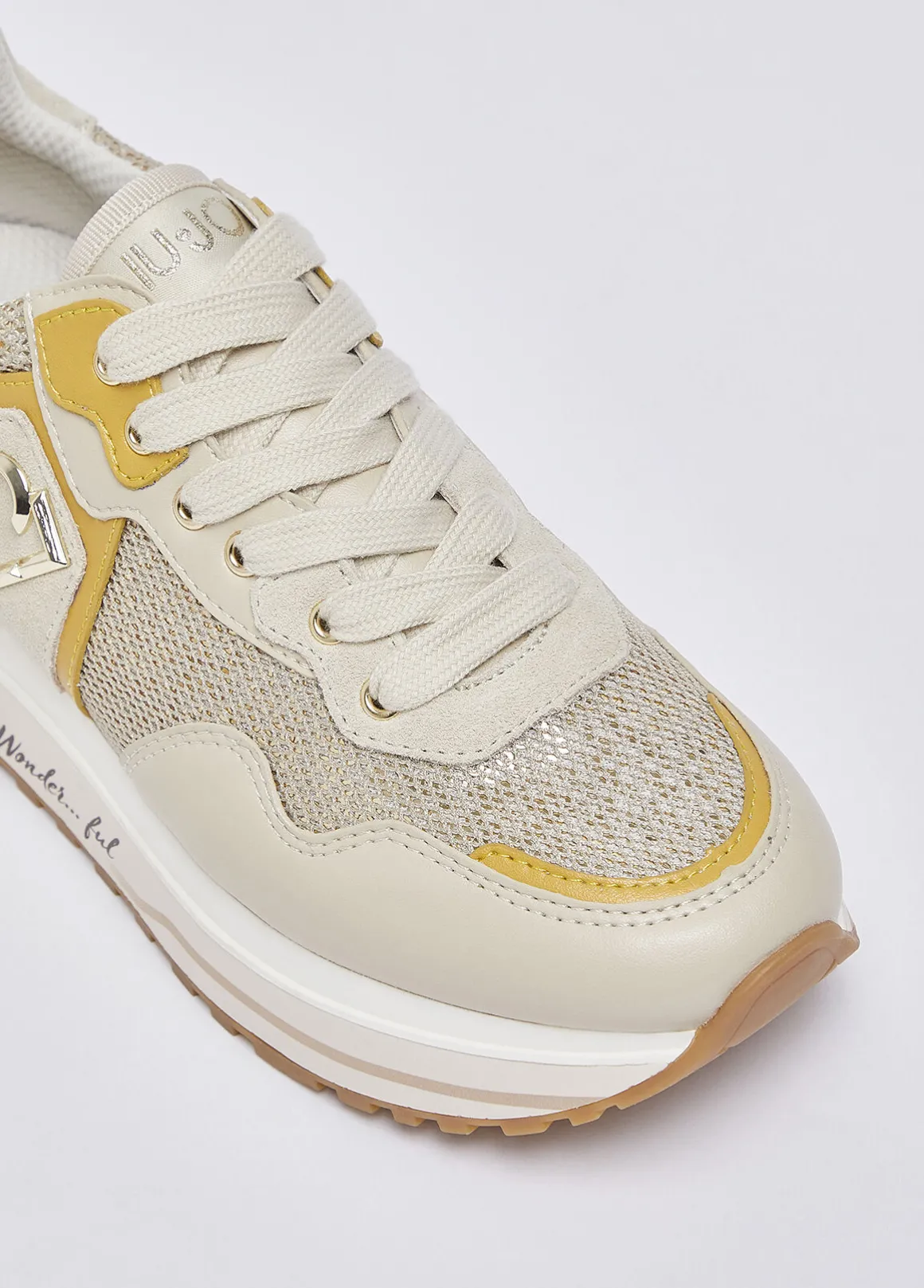 Sneakers platform in mesh con paillettes