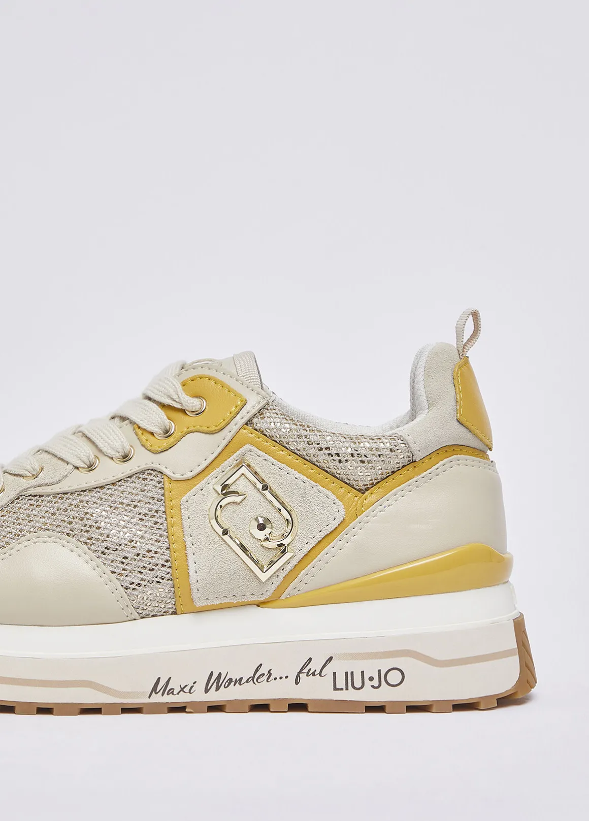 Sneakers platform in mesh con paillettes
