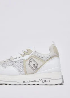 Sneakers platform in mesh con paillettes