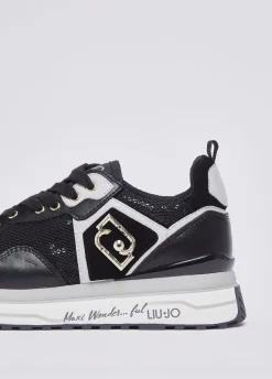 Sneakers platform in mesh con paillettes