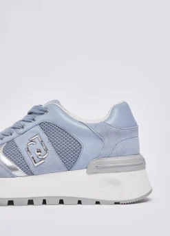 Sneakers platform in suede e mesh