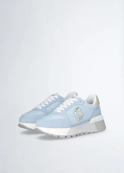 Sneakers platform in suede e mesh