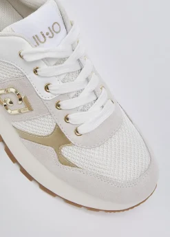 Sneakers platform in suede e mesh