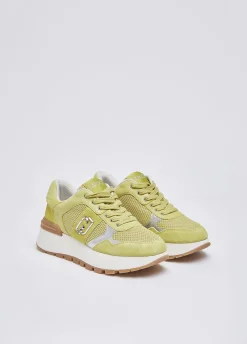 Sneakers platform in suede e mesh