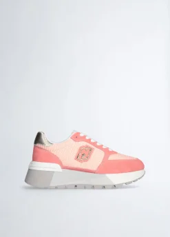 Sneakers platform in suede e mesh