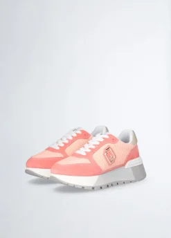 Sneakers platform in suede e mesh