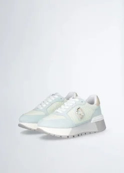 Sneakers platform in suede e mesh