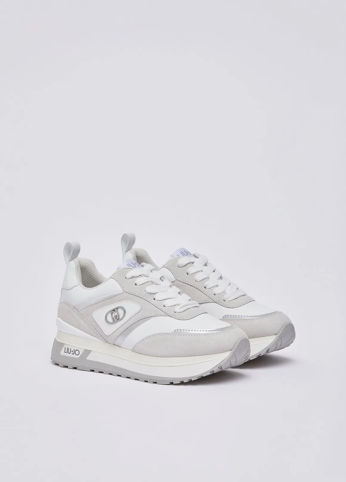 Sneakers platform in suede e pelle