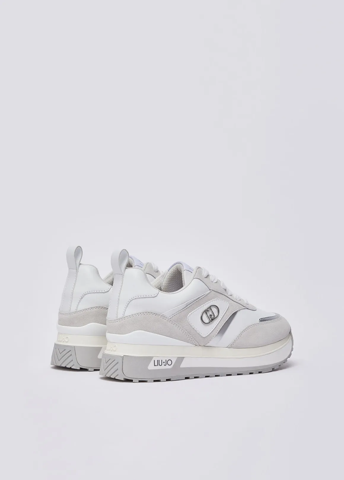 Sneakers platform in suede e pelle