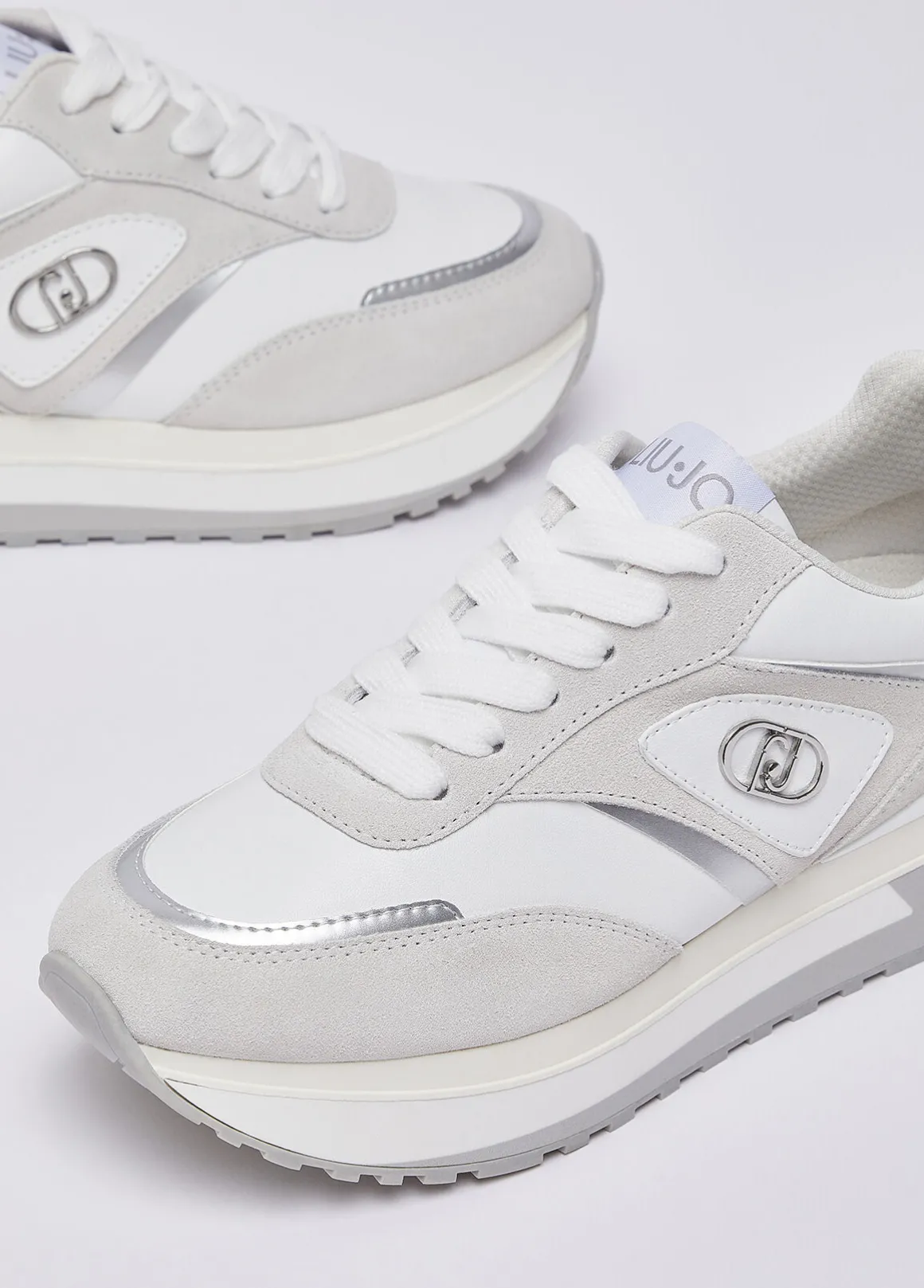 Sneakers platform in suede e pelle