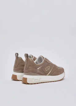Sneakers platform in suede e pelle