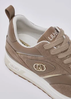 Sneakers platform in suede e pelle