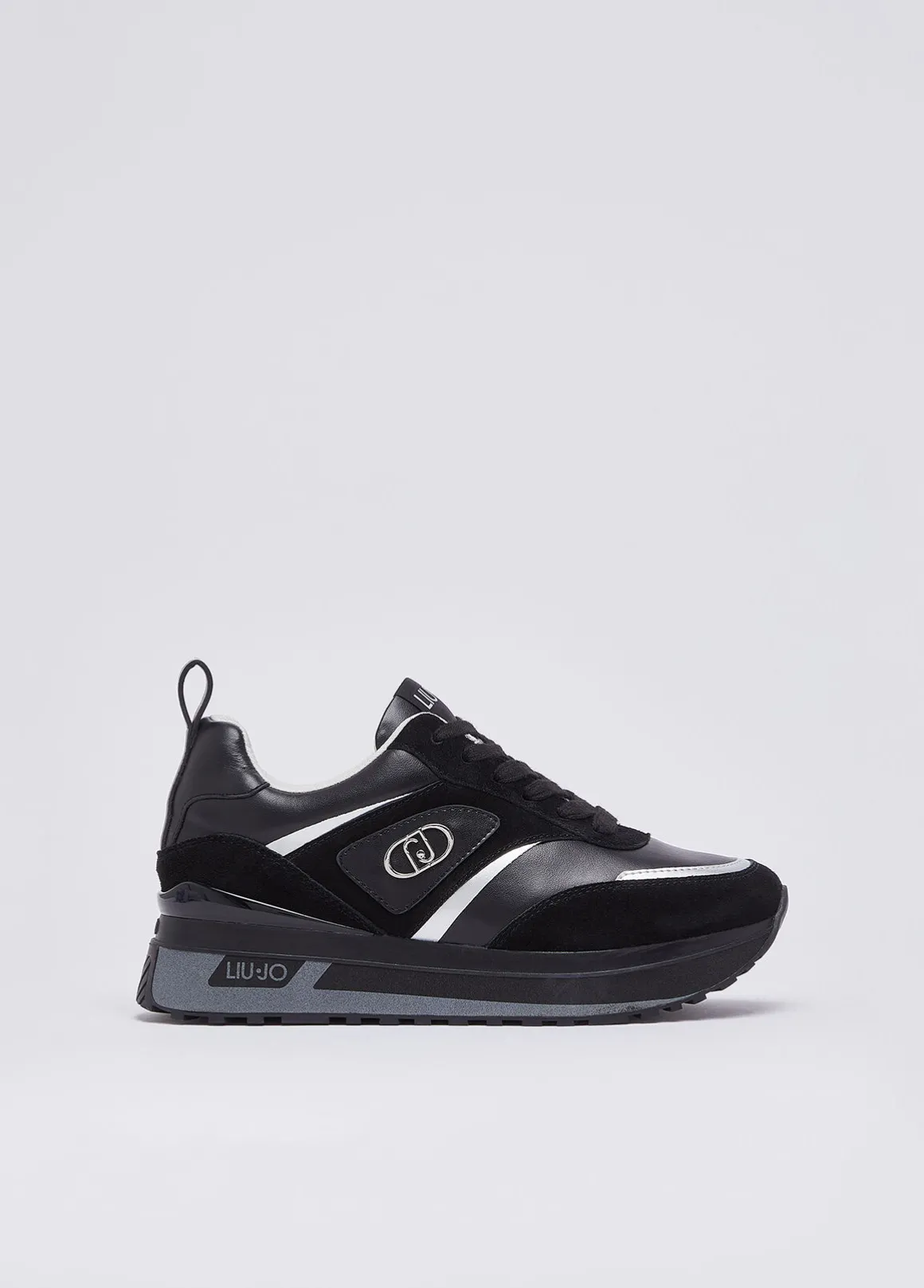 Sneakers platform in suede e pelle