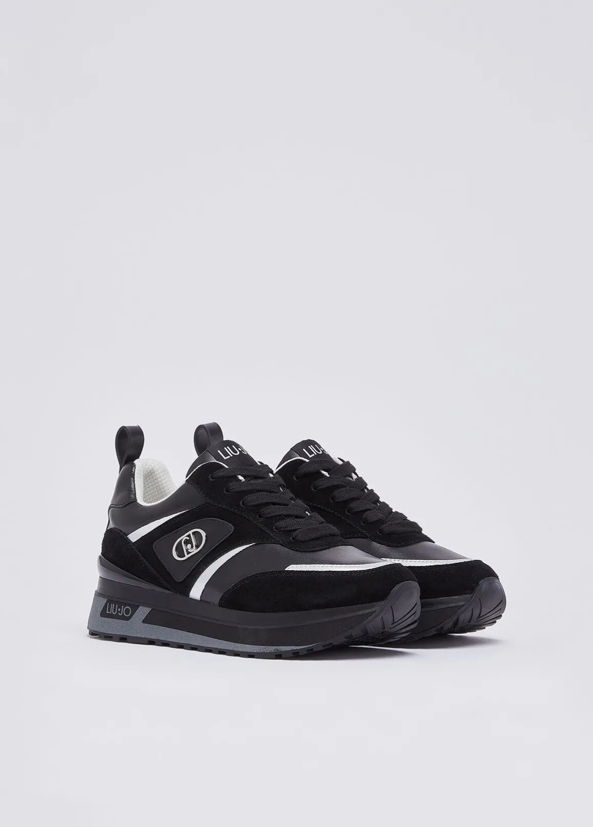 Sneakers platform in suede e pelle